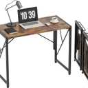 Homeiju Folding Desk - Small Foldable Desk, 31.5" Portable for Bedroom & Home Office, Space Saving, Easy Assembly, Rustic Brown