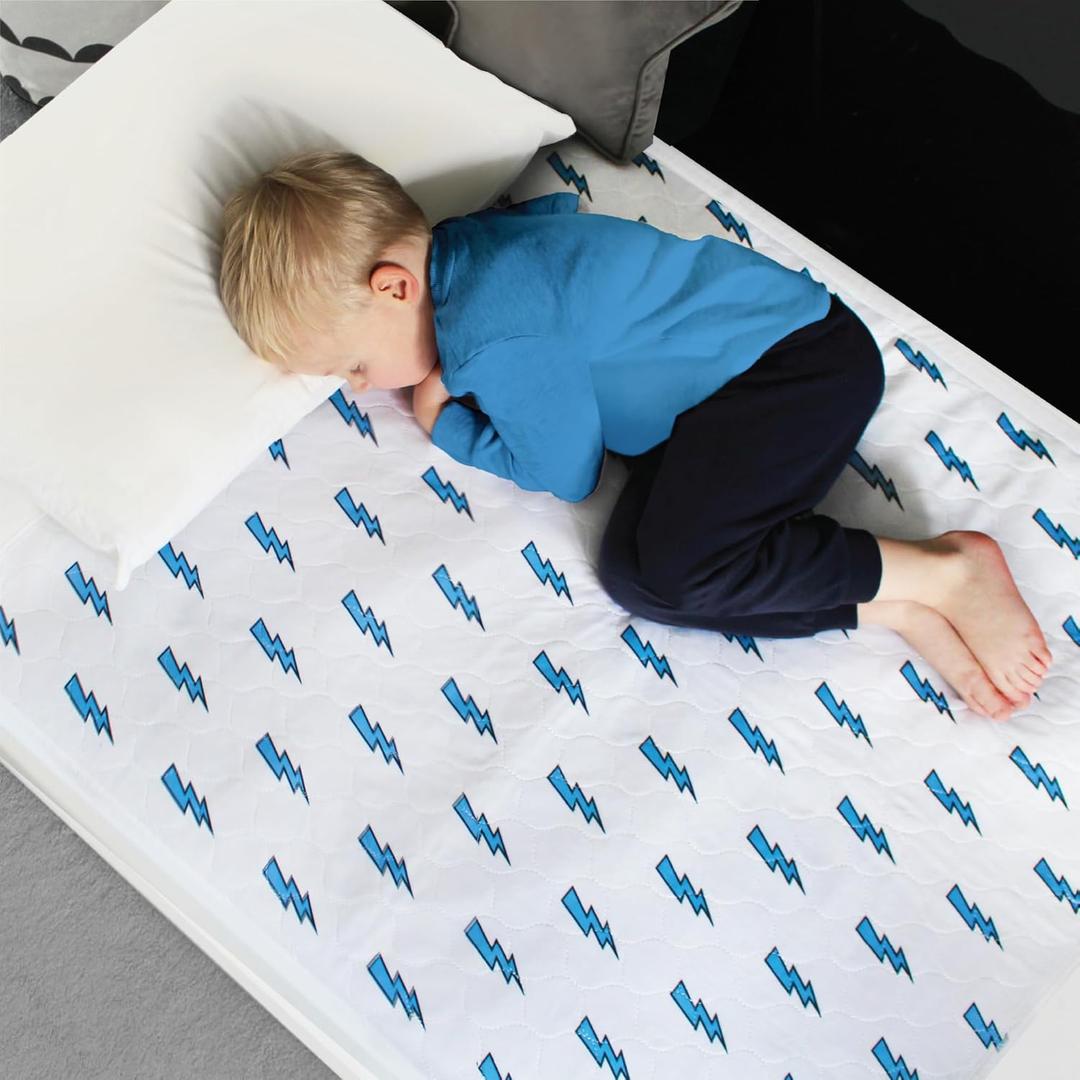 Hygge Sheets® Potty Training Pee Pads for Kids, Toddlers - 100% Waterproof, Non Slip Bed Wetting Pad for Twin Beds - Washable, Reusable Mattress & Sheet Protector - Lightning