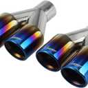 Upower Dual Exhaust Tips 2.25 inch inlet 3 inch outlet 9.2" Long Vacuum Plating Blue 304 Polished Stainless Steel Weld on Staggered Exhaust Tailpipe Tips 2.25" to 3"(Pack of 2)