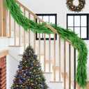Thickened Upgraded 9 Ft Artificial Norfolk Pine Garland, Real Touch Green Faux Greenery Garland for Christmas Table, Mantle, Wall, Fireplace, Indoor Outdoor Holiday Decor
