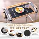 Walker Tray Table with Non-Slip Mat, Tray for Walkers for Seniors Foldable, Food Tray with Cup Holder, Walker Accessories,Bamboo Mobility Table Fits Most Standard Folding Walkers