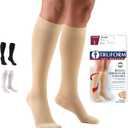 Truform 30-40 mmHg Compression Stockings for Men and Women, Knee High Length, Closed Toe, Beige, X-Large