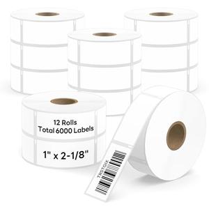 Compatible DYMO 30336 (1" x 2-1/8") Direct Thermal Multipurpose Labels, Address & Barcode Stickers for LabelWriter 450, 4XL, Rollo, Zebra – NOT for 550 & 5XL (12 Rolls / 6000 Labels), TRSTGIX