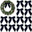 AIMUDI Navy Blue Velvet Bows 4.5" Christmas Bows for Tree Premade Bows for Wreaths Twist Tie Bows for Gift Wrapping, Festive Winter Decor, Tree Garland, Swag, Wedding Decor - 12 PCs