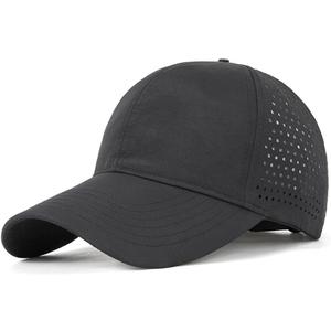 Oversize XXL Baseball Caps,Quick Dry Mesh Sports Hat for Big Heads 23"-25"Waterproof Lightweight Running Sun Hat. (Black)