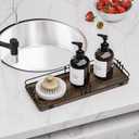 Bathroom Vanity Tray for Countertop Toiletries Perfume Makeup Soap Dispenser Toilet Tank, Kitchen Tray for Salt Spice, Decor Tray for Candle Nightstand Coffee 11.3x 4.4 Brown-Black
