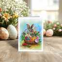Happy Easter Day Card, Cute Bunnies Eggs Flowers Card, Seasonal Holiday Quilling Card, Quilled Greeting Card for Kids Family, Friend, Husband, Wife with Envelope (Cute Bunny)