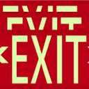 (3 Pack) Photoluminescent Exit Sign Red - with Removable Directional Arrows, With strong self adhesive tape, 14.25 x 7.5 Inches Heavy Duty Aluminum Signs, Fade Resistant