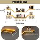 31.5in Modern LED Wine Rack Wall Mounted, 3-Tier Floating Bar Shelves with Wine Glass Rack, Large Hanging Liquor Shelf Wall Mounted, for Home Bar Dining Room Cafe Decorative (Gold, 31.5in/80cm)