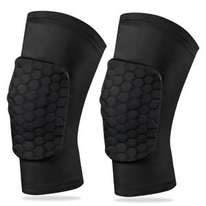 Knee Compression Pads,Knee Sleeve Basketball Volleyball Knee Pads with Honeycomb Padding Knee Brace Soft Knee Pads Knee Compression Sleeve and Non-Slip Knee Pads for Men Women Dancers(Pair Black,L)