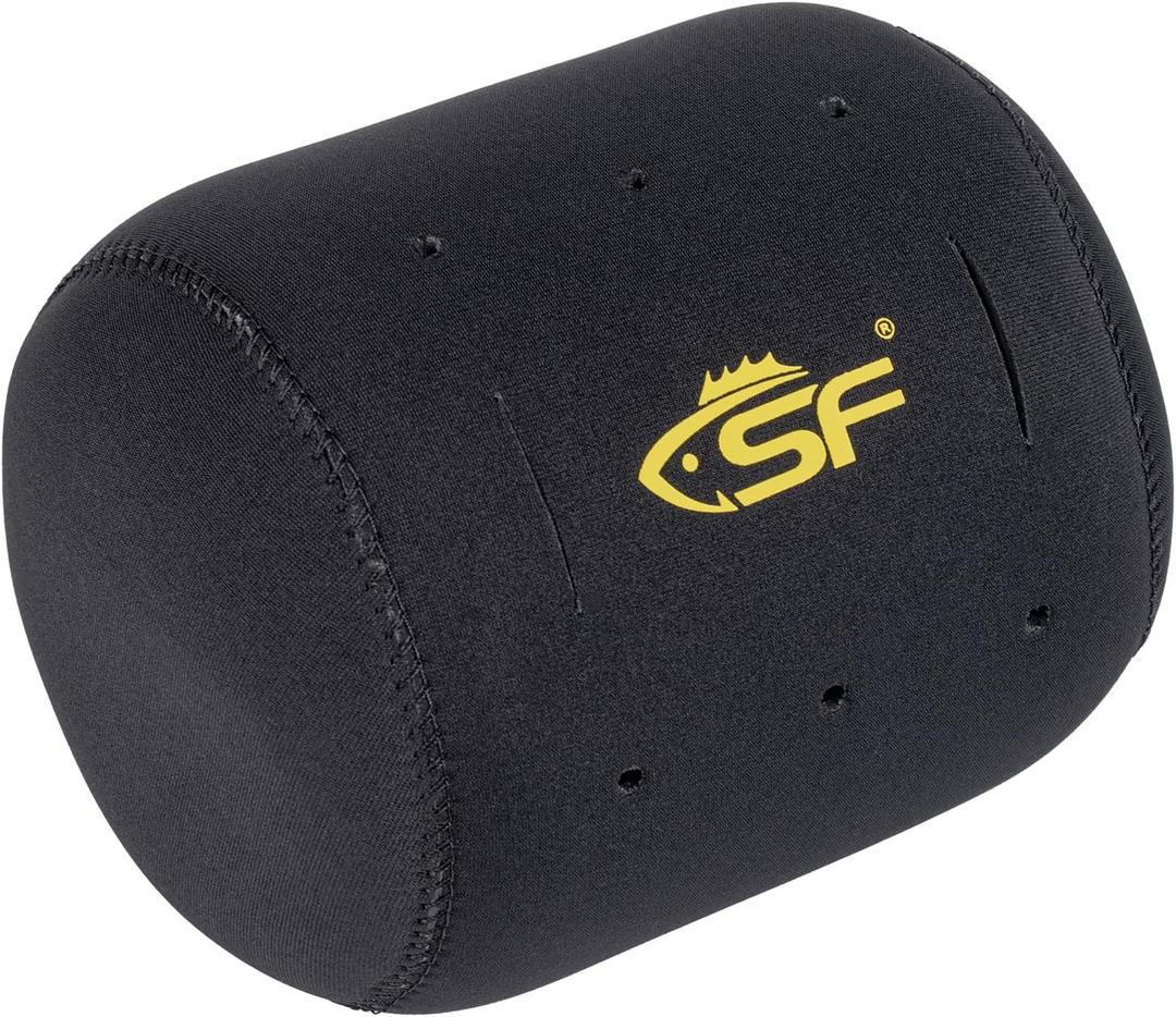 SF Neoprene Conventional Reel Covers Round Reel Case Protective Cover Shield Pouch, XXS/XS/S/M/L/XL/XXL Size, Black (Black-1Pcs-L)