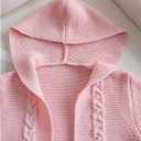 GORGLITTER Girl's Cable Knit Sweater Cardigan Long Sleeve Open Front Hooded Sweater Cute Fall Clothes, 10Y