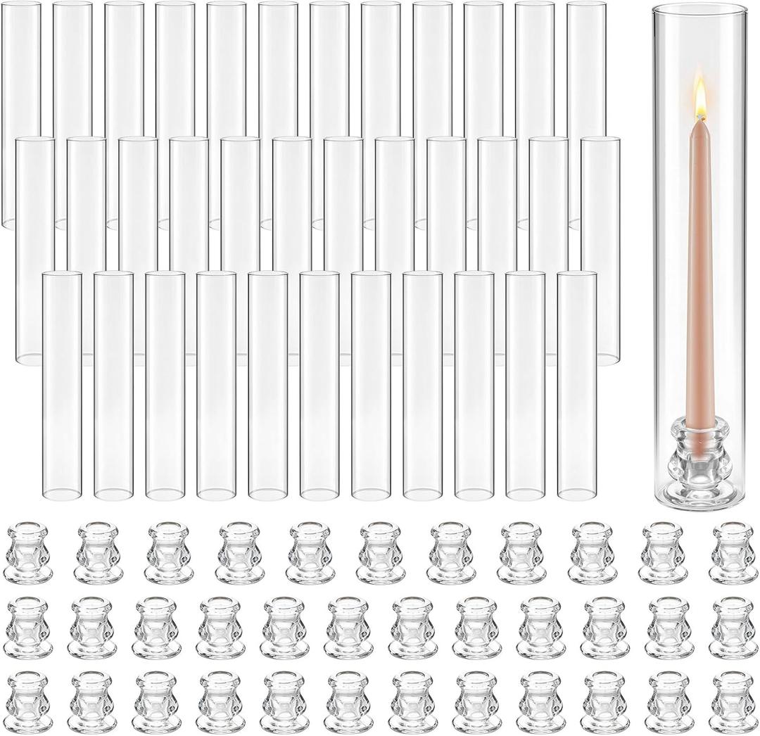 VEVOR Hurricane Candle Holders Set of 36, 2.56 x 13.78 in Tall Clear Glass Cylinder Candleholder Sleeve, High Borosilicate Glass, Wind Protection for Wedding, Table Centerpiece, Party, Home Decor