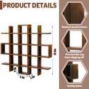Suzile Oversize Coffee Mug Display Rack Wooden Display Shelves Rustic Wooden Floating Curio Shelf Travel Wall Mounted Coffee Mug Rack Holder Shadow Box Shelf (Grid Size 5.1x5.1x3in,Rustic Brown)