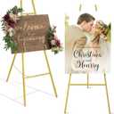 ARTASY 50" Gold Easel Stand for Wedding Signs, Posters, Portable Artist Easel for Painting Canvas, Large Display Easel for Home and Office