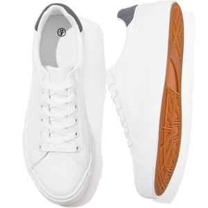 Rominz Mens White Canvas Shoes Fashion Low Top Canvas Sneakers Casual Tennis Shoes Lace-Up Walking Shoes for Men (8.5)