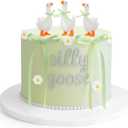 Chunful 28 Pcs Green One Silly Goose Birthday Cake Topper Silicone Silly Goose Decor 1st Birthday Toppers Party Supplies