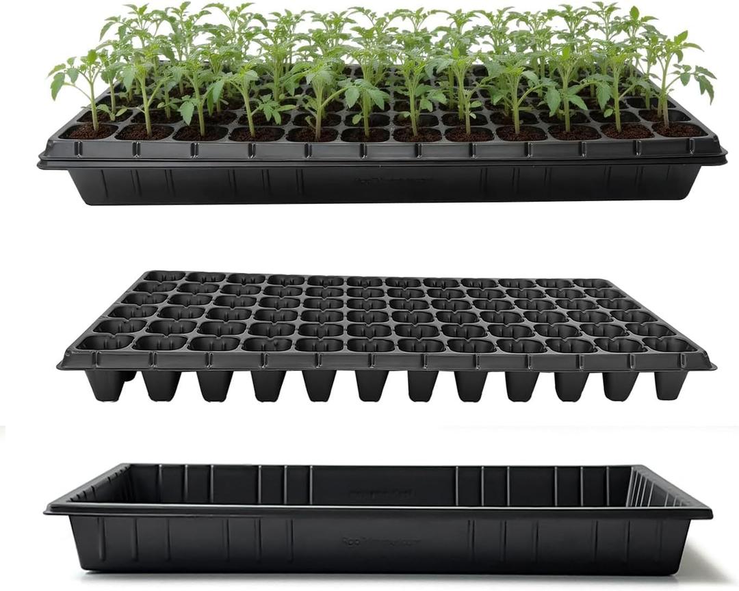 RooTrimmer 10 Pack 1020 Seed Starter Trays and 10 Pcs 72 Cell Plug Trays, Thick Durable Seedling Plastic Nursery Tray for TD538 1020 Tray Germination (10 Sets), 72 Cells-shallow