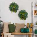 Chuangdi 2 Pcs Small Norfolk Wreath with Cypress Cow Bells and Velvet Ribbon Bow 11.8 Christmas Kitchen Cabinet Mini Wreaths Faux Pine Greenery Winter Wreath for Xmas Table Cabinets Kitchen Windows