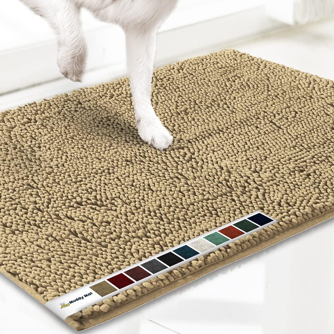 Muddy Mat Shown on TV  Super Absorbent Microfiber Dog Door Mat for Muddy Paws, Non-Slip Washable Pet Rug, Quick Dry Chenille Entryway Carpet, Machine Washable Indoor Outdoor mat, Beige 35"x24"