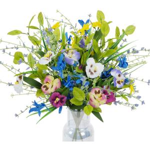 3 Bundles Artificial Wildflowers Fake Silk Mixed Pansies 20" Vibrant Faux Flower Arrangements Floral Bouquets for Indoor Vase Home Kitchen Table Centerpieces & DIY Crafts Wedding Spring Decor