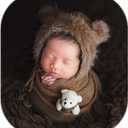 Vemonllas Newborn Photography Props Outfits Girl Boy Teddy Bear Hat with Wrap Stretch Blanket Baby Photo Props (Coffee)