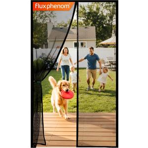 Flux Phenom Magnetic Screen Door - Bugs Out, Breeze in - 9min Install Auto-Sealing Heavy Duty Double Stitched Mesh, 52 Magnets, Hands Free Sliding & Patio Doors Net, Pet & Kid Friendly, 38 x 82 Inch