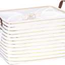 Hinwo 31L Large Storage Bins, Closet Organizers and Storage, Shelf Baskets, Foldable Clothes Storage Baskets with Handles, Containers for Clothing, Blanket, Towels, Toys, Bedding (Gold Stripe) (16.5" / 31L / 1-Pack)