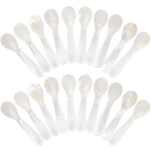 Patelai Set of Caviar Spoons Mother of Pearl Spoons with Hand Craft W Round Handle for Caviar, Egg, Ice Cream, Coffee, Restaurant Serving(7cm/2.75 Inch 16 Pieces)