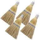 Suclain 4 Pcs 12 Inch Whisk Broom Hand Held Mini Corn Straw Whisk Broom Short Handle with Metal Hanger Halloween for Multi Surface Sweeping Small Hand Brush for Outdoor Car Porch Debris Dust Dirt
