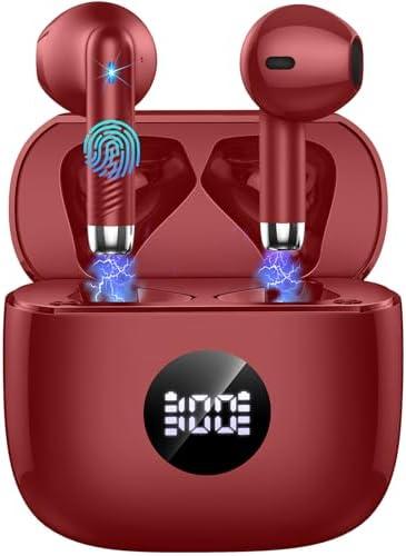 Wireless Earbuds, Bluetooth 5.4 Headphones LED Power Display Ear Buds Bass Stereo, Bluetooth Earbuds in-Ear Noise Cancelling Mic, 40H Playback Mini Case IP7 Waterproof Sports Earphones for Android iOS