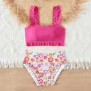 Girls Swimsuit, 2 Piece Bikini Bathing Swimwear 7-16Y (Black)