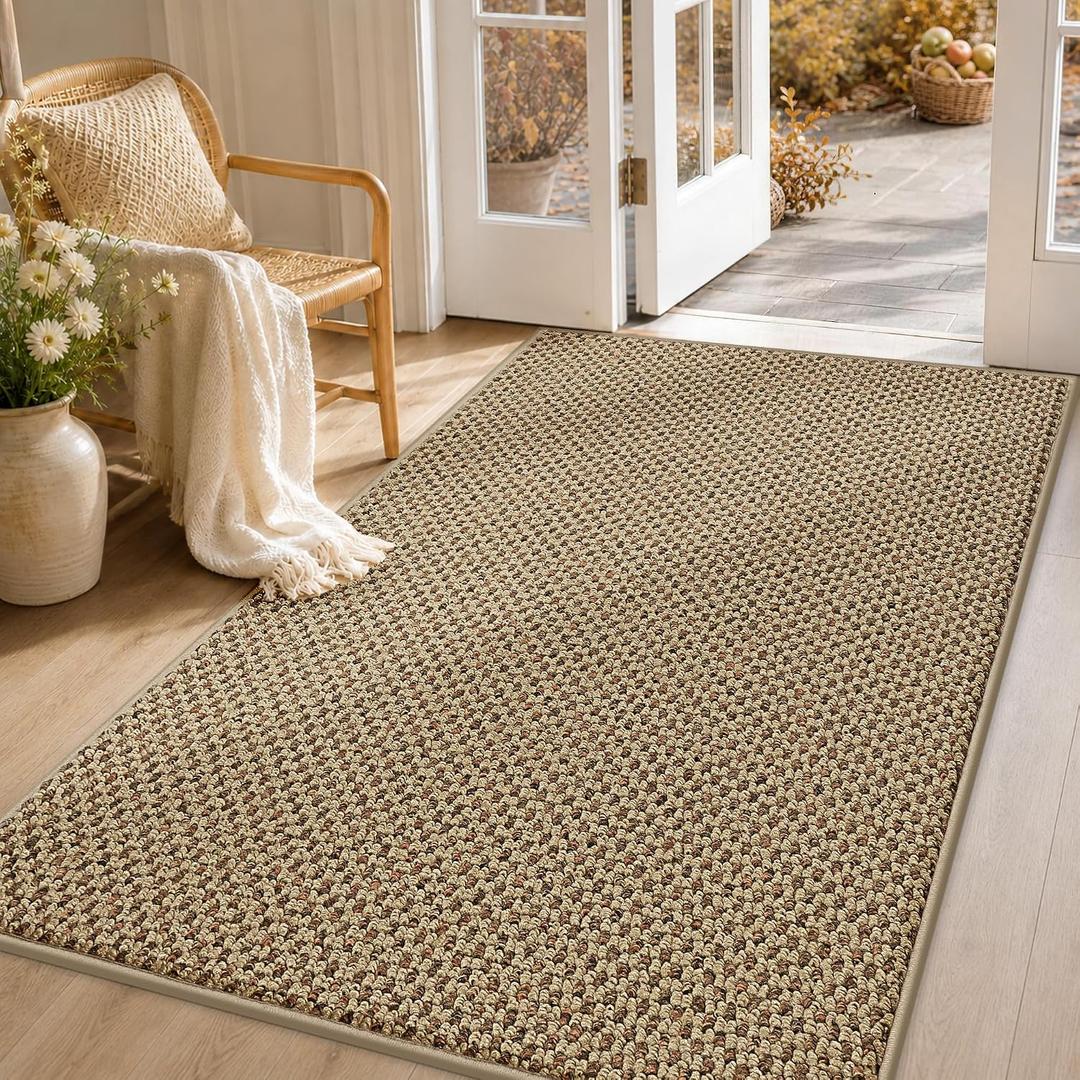 COSY HOMEER Door Mat Non-Slip Entryway Rugs Dirt Trapper, 36"x60", Beige