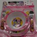 The First Years Disney Minnie Mouse Dinnerware Set - Toddler Plates and Toddler Utensils- 4 Piece Set