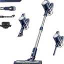 Cordless Vacuum Cleaner for Home, 6-in-1 Stick Vacuum with Powerful Suction, Rechargeable, Anti-Tangle Pet Hair Brush, Self-Standing, Green LED Headlight Vacuum for Carpet & Hardwood Floors-Dark Blue