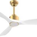 52 Inch ETL Listed Indoor Outdoor Smart Ceiling Fans with Lights Remote Control, Quiet DC Motor 3 Blade Modern White Gold Ceiling Fan for Bedroom Living Room Patio