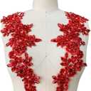 Zbroh Handmade red/White//Green/Blue Rhinestones Applique Sewing Beads Stones Trim lace Patches Accessory for Dress Clothes one Pair (Red)