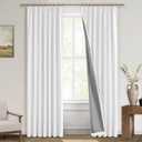 MIULEE Linen Pinch Pleated 100% Blackout Curtains for Bedroom 90 Inch Long 2 Panels Set - Back Tab Track Black Out Curtain for Living Room Darkening Triple Pleat Drapes with Hooks, White