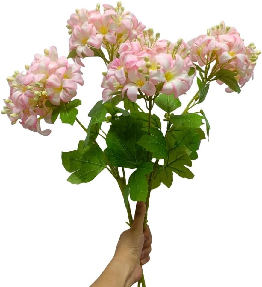 Hydrangea Artificial Flowers,19 Inch Double-Headed Faux Hydrangeas,Artificial Snowball Viburnum Flowers for Home Office Decor Wedding Party Arrangements（2pcs (Light Pink)