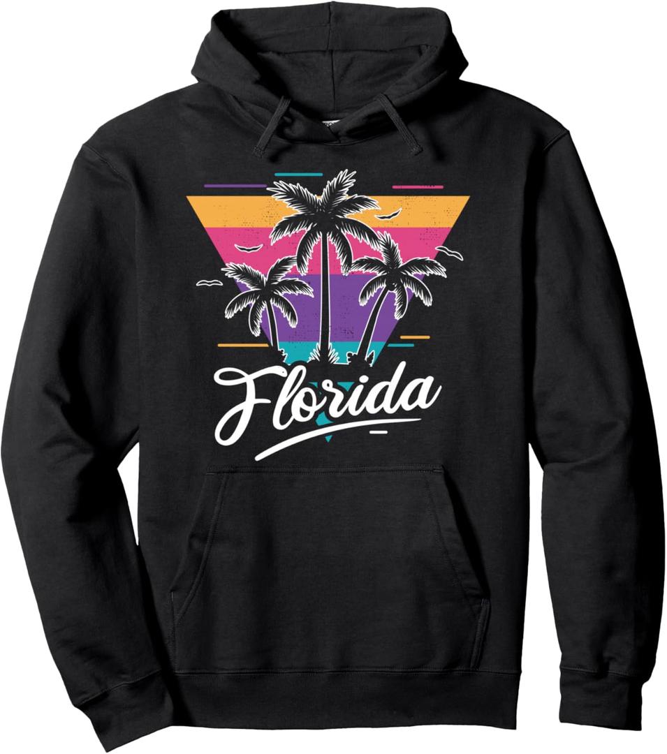 Love Florida Vintage Gift Sunset Style Design Idea 80s Pullover Hoodie, Size Small