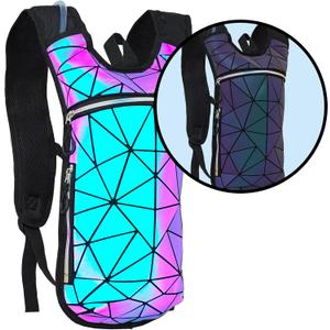 Sojourner Rave Hydration Pack - Hydration Backpack - Hydropack with 2L Bladder - Water Backpack for Festivals, Hiking, Running, Biking and More (One Size, Geometric Glow)