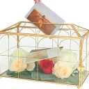 Ripprovt Glass Wedding Card Box with Lock, 12.6x5.9x9 inches Large Gold Card Boxes for Wedding Reception, Graduation, Keepsake Display, Party Centerpiece Gift Box