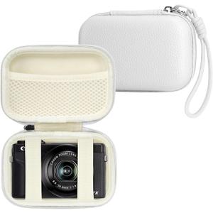 Digital Camera Case Compatible with Canon Powershot G7X Mark II & III/ SX740/ Sony ZV-1/ RX100 VII, Compact Travel Point & Shoot 4K Vlog Cameras Storage Holder with Lanyard (White)
