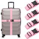 uxcell 4 Pcs Luggage Straps for Suitcases, Adjustable Luggage Connector Strap Buckle Travel Suitcase Bag Strap Belt Luggage Accessories for Travel Suitcase Bag Connect, Pink