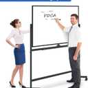Maxtek Rolling White Board on Wheels 48x36 in, Double-Sided Magnetic Black