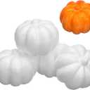 DOITOOL 20Pcs White Foam Pumpkins for DIY Crafs Decorating Painting Carving Artificial Fake Pumpkins Halloween Autumn Fall Harvest Thanksgiving Ornament 8. 5cm