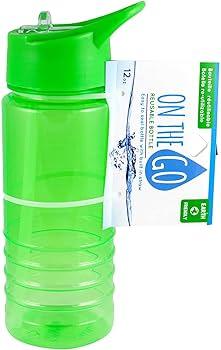 On The Go Reusable Bottle, 18 oz, Plastic, Colors Vary, 1- Bottle