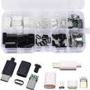 20Set USB 3.1 Type C Male Connector 24 Pin Welding Data Line Interface 24P PCB Board Support Module(10Set Black + 10Set White)