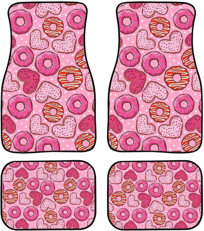 Pink Donuts Heavy Duty Rubber Floor Mats Set 4 PCS Car SUV Truck & Van-All Weather Protection Rugs Pink Donuts Heavy Duty Rubber Floor Mats Set 4 PCS Car SUV Truck & Van-All Weather Protection Rugs