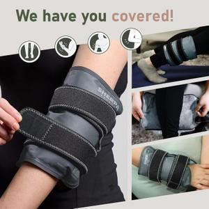 Medium Gel Ice Packs for Injuries Reusable Wrap with Velcro Straps - Hot and Cold Pack for Pain Relief, Tennis Elbow, Ankle, Foot, Hand  - Grey